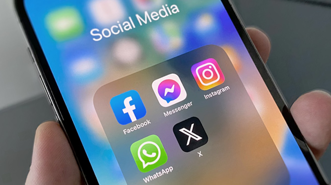 social media on a mobile phone