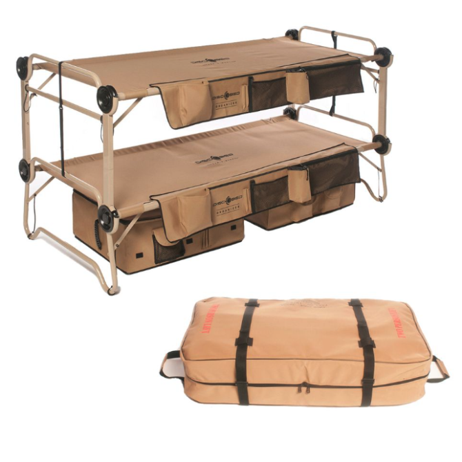 Disc-O-Bed: Arm-O-Bunk with Organizers, Outer Bag, and Footlocker, Tan (Berry Compliant)