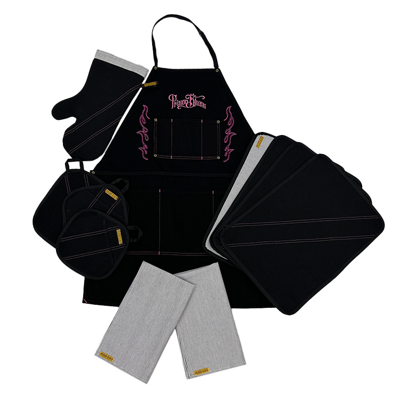 BBQ Gift Set, 2 Hickory Hand Towels, 1 Large Pot Holder, 2 Small Pot Holders, 4 Place Mats