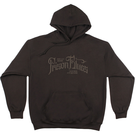 Pull Over Hooded Sweatshirt Black w/ Black Script Logo