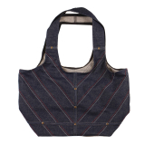 Grocery Bag Blue Denim RWB Stitching