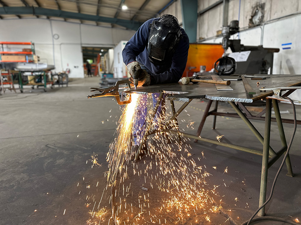 man welding