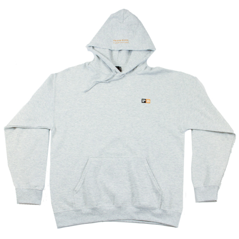 Pull Over Hooded Sweatshirt Light Steel (Ash) w/White, Black, and Orange Letter Block Logo