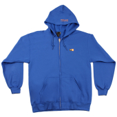 Full Zipper Hooded Sweatshirt Royal Blue w/White, Black, and Orange Letter Block Logo