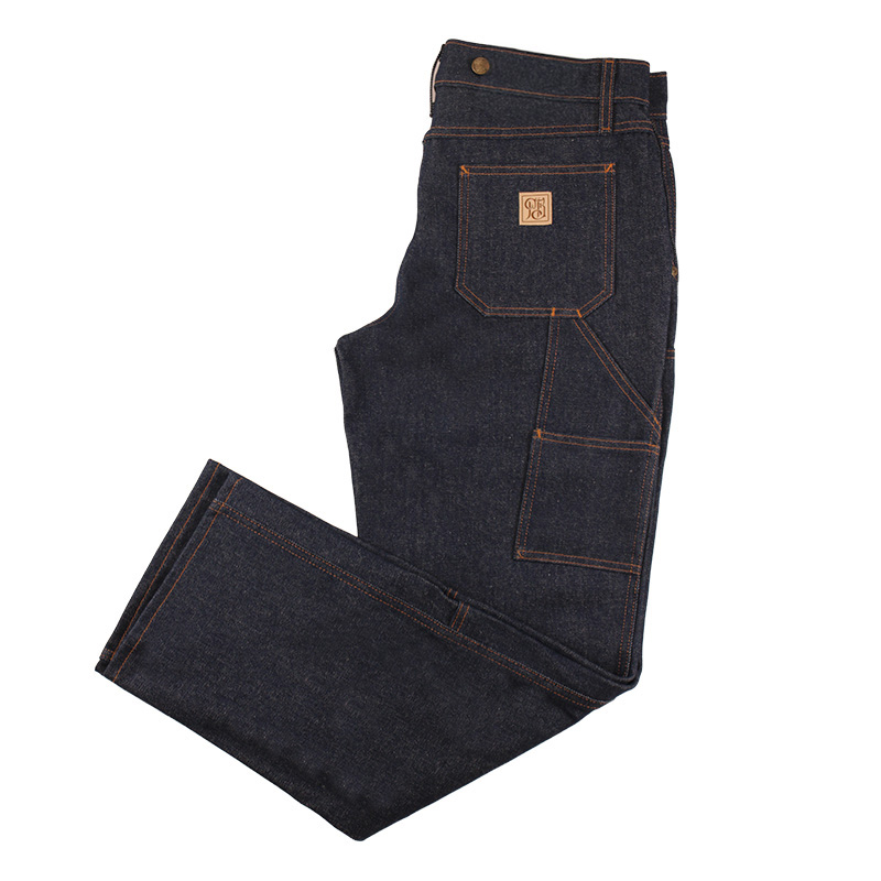 Women's Mid-Rise Double Knee Jeans with buttons Rinsed Blue