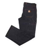 Women's Mid-Rise Double Knee Jeans with buttons Rinsed Blue