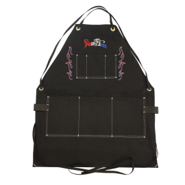 Work Apron Rinsed Black w/Cross-Back Straps - Script Logo (Red/White/Blue) Work Apron Rinsed Black w/Cross-Back Straps - Script Logo (Red/White/Blue)