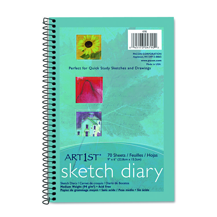 Art1st Sketch Diary, 64 lb Text Paper Stock, Blue Cover, (70) 9 x 6 Sheets