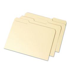 SKILCRAFT Manila Interior Height Folders, 1/3-Cut Tabs: Assorted, Letter Size, Manila, 100/Box