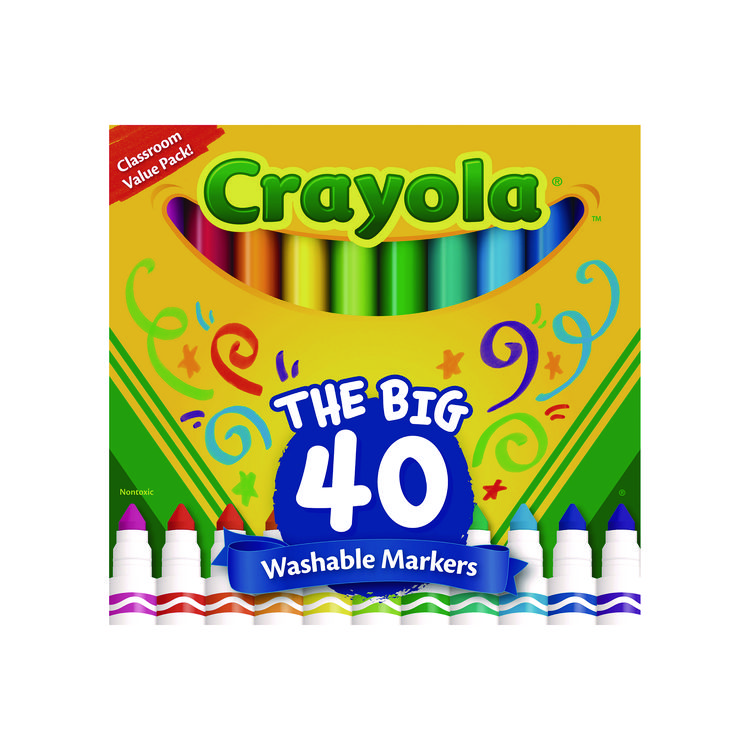 Ultra-Clean Washable Markers, Broad Bullet Tip, Assorted Colors, 40/set