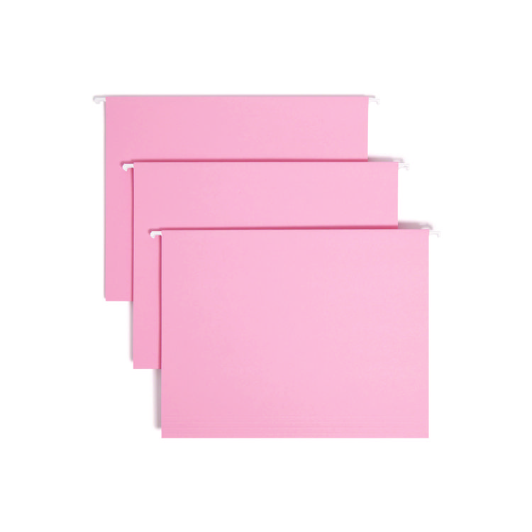 Colored Hanging File Folders with 1/5 Cut Tabs, Letter Size, 1/5-Cut Tabs, Pink, 25/Box