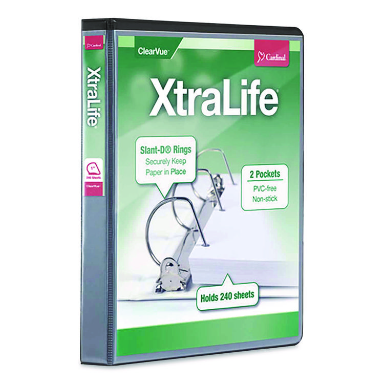 Xtralife Clearvue Non-Stick Locking Slant-D Ring Binder, 3 Rings, 1