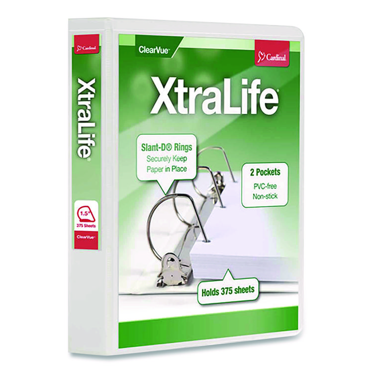 Xtralife Clearvue Non-Stick Locking Slant-D Ring Binder, 3 Rings, 1.5