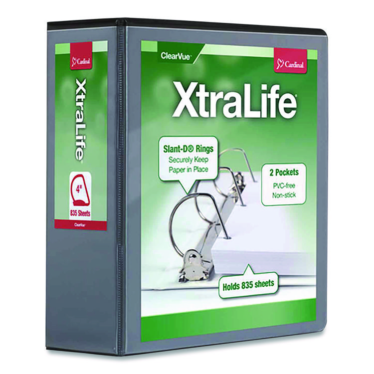 Xtralife Clearvue Non-Stick Locking Slant-D Ring Binder, 3 Rings, 4