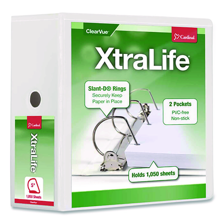 Xtralife Clearvue Non-Stick Locking Slant-D Ring Binder, 3 Rings, 5