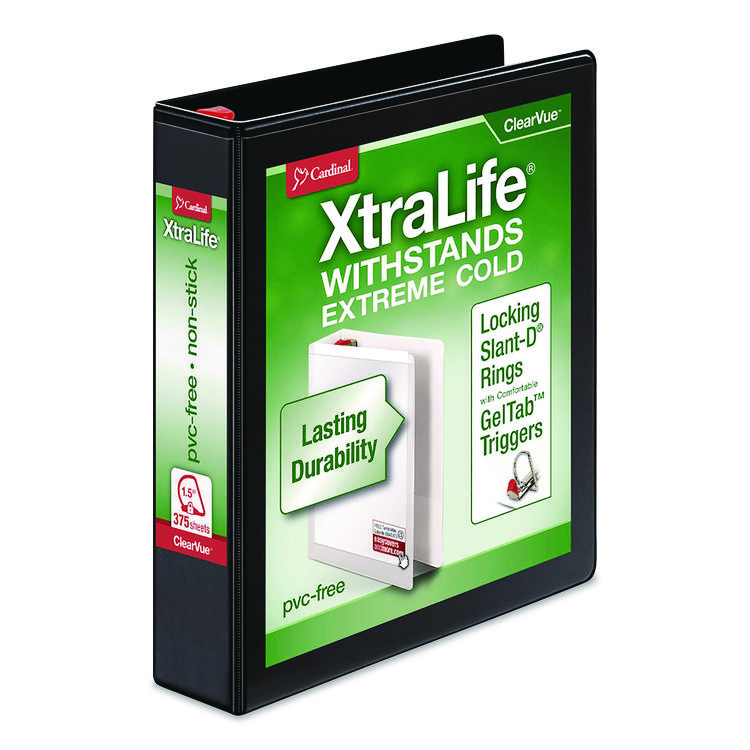 Xtralife Clearvue Non-Stick Locking Slant-D Ring Binder, 3 Rings, 1.5