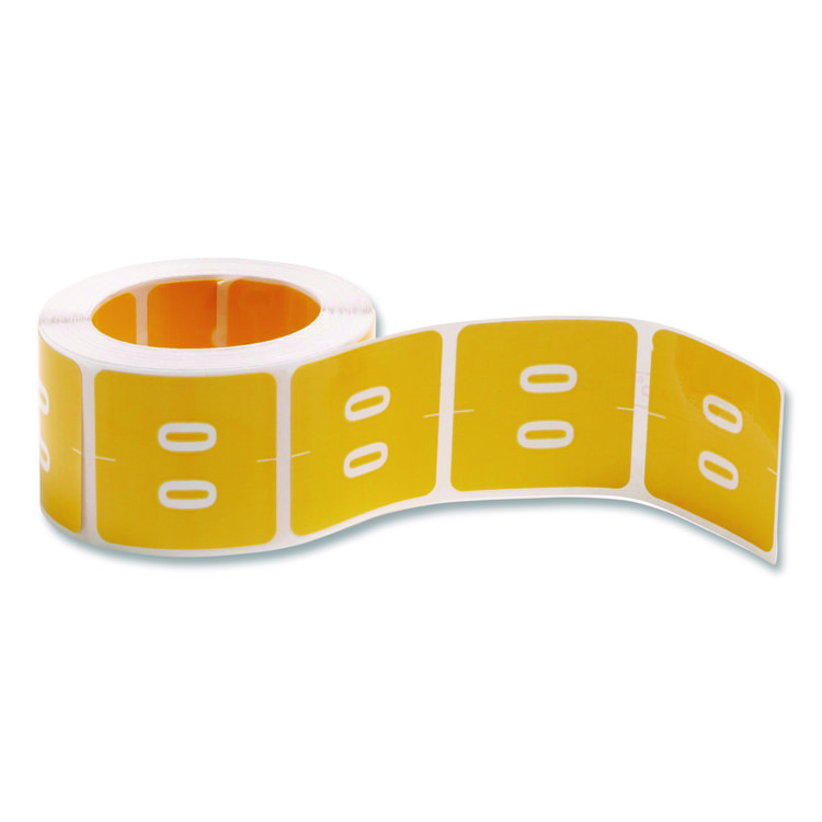 Numerical End Tab File Folder Labels, 0, 1.5 X 1.5, Yellow, 250/roll