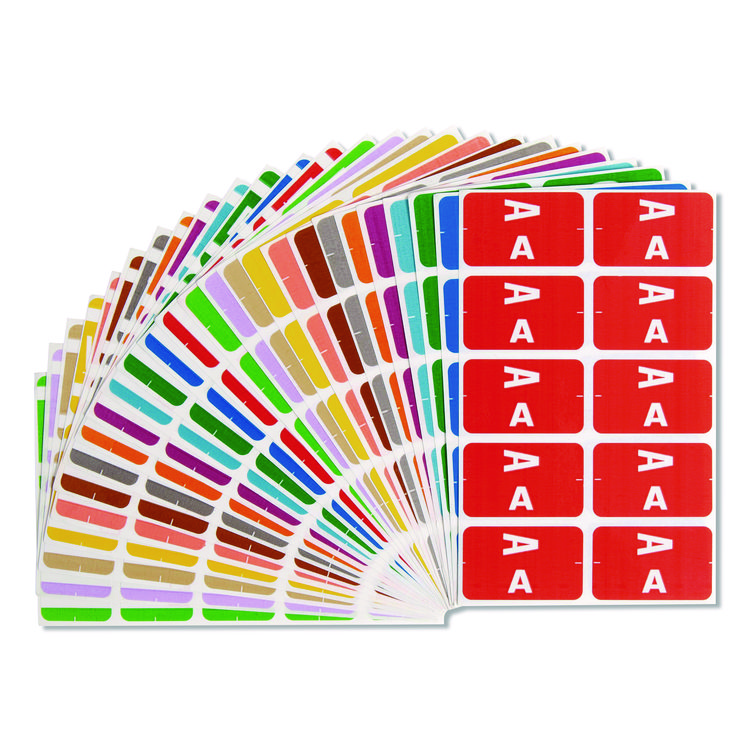 Alphaz Color-Coded Labels Starter Set, A-Z, 1 X 1.63, Assorted, 10/sheet, 220 Sheets/box