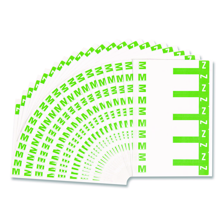 Alphaz Color-Coded First Letter Combo Alpha Labels, M/z, 1.16 X 3.63, Light Green/white, 5/sheet, 20 Sheets/pack