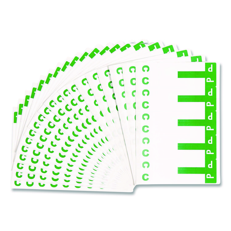 Alphaz Color-Coded First Letter Combo Alpha Labels, C/p, 1.16 X 3.63, Dark Green/white, 5/sheet, 20 Sheets/pack