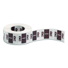 A-Z Color-Coded End Tab Filing Labels, R, 1 X 1.25, White, 500/roll