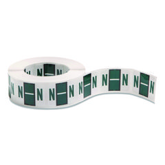 A-Z Color-Coded End Tab Filing Labels, N, 1 X 1.25, White, 500/roll