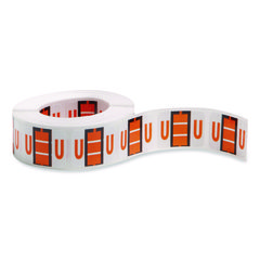 A-Z Color-Coded End Tab Filing Labels, U, 1 X 1.25, White, 500/roll