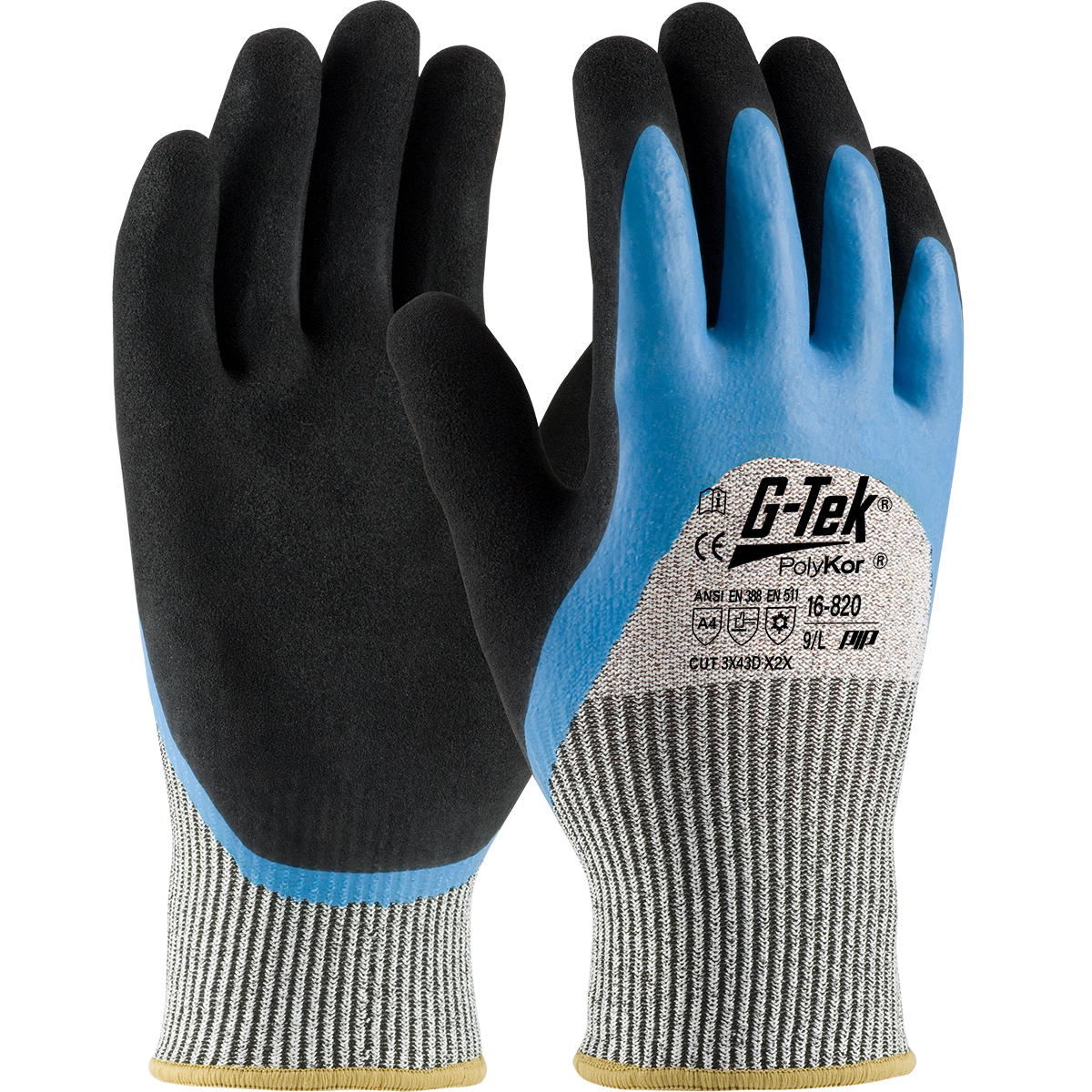 Seamless Knit PolyKor® Blend Glove with Acrylic Lining and Double-Dip Latex MicroSurface Grip on Palm, Fingers &, Knuckles