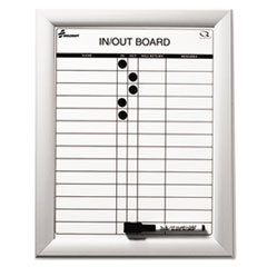SKILCRAFT Magnetic In/Out Board, Up to 14 Employees, 11 x 14, White Surface, Anodized Aluminum Frame