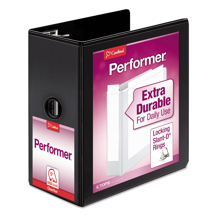 Performer Clearvue Slant-D Ring Binder, 3 Rings, 5