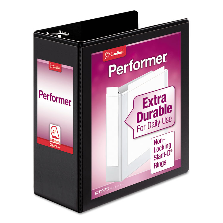 Performer Clearvue Slant-D Ring Binder, 3 Rings, 4