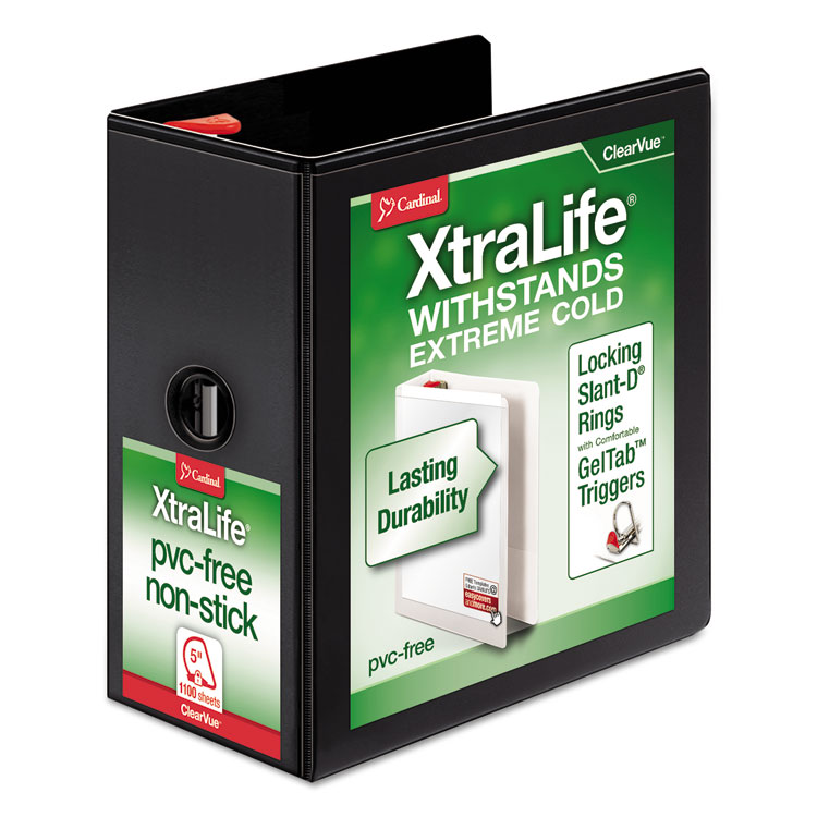 Xtralife Clearvue Non-Stick Locking Slant-D Ring Binder, 3 Rings, 5