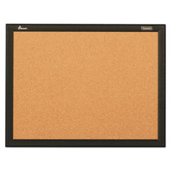 SKILCRAFT Cork Board, 24 x 18, Natural Tan Surface, Black Aluminum Frame
