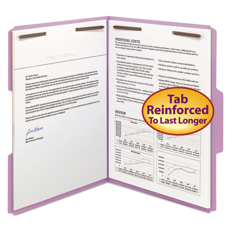 Top Tab Colored Fastener Folders, 0.75