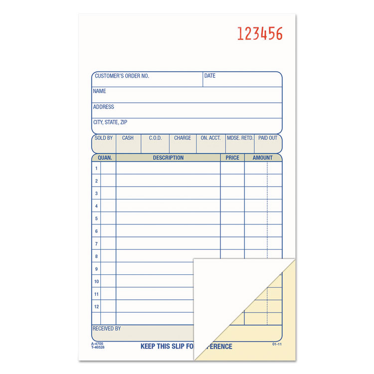 2-Part Sales Book, 12 Lines, Two-Part Carbon, 6.69 x 4.19, 50 Forms Total