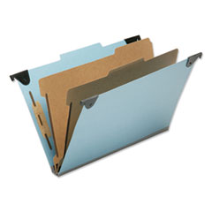 SKILCRAFT Hanging Classification Folders, Legal Size, 2 Dividers, 2/5-Cut Exterior Tabs, Light Blue, 5/Box