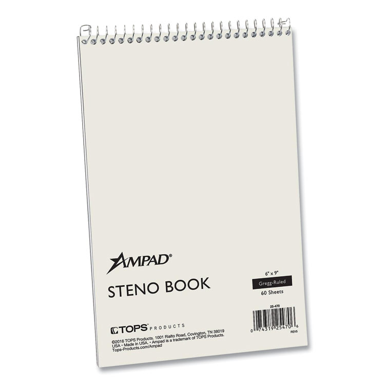 Steno Pads, Gregg Rule, White Cover, 60 Green-Tint 6 X 9 Sheets