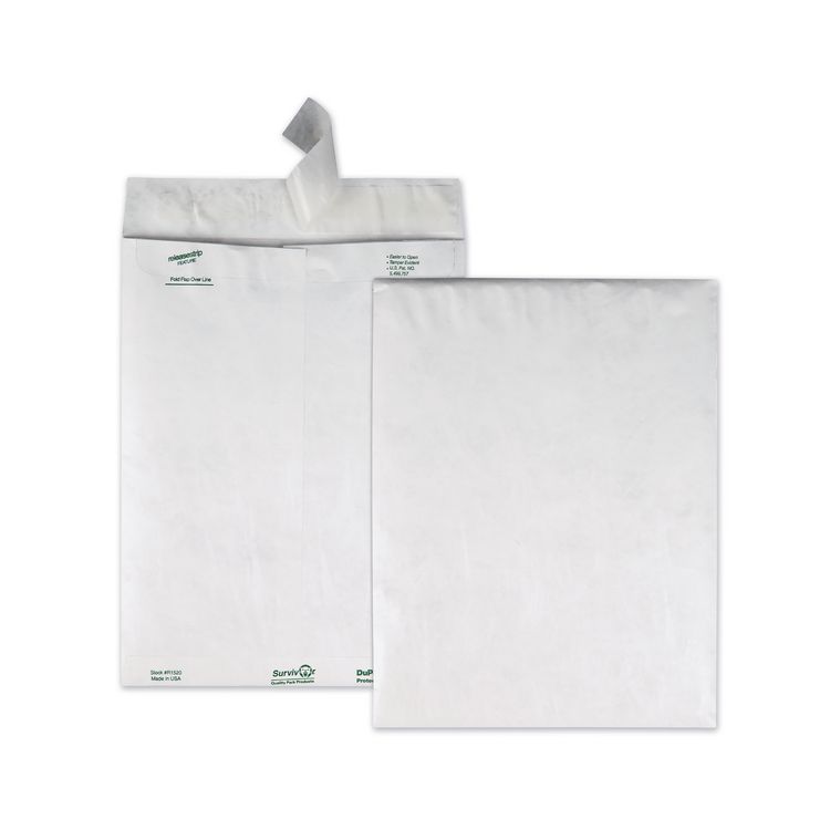 Lightweight 14 lb Tyvek Catalog Mailers, #12 1/2, Square Flap, Redi-Strip Adhesive Closure, 9.5 x 12.5, White, 100/Box