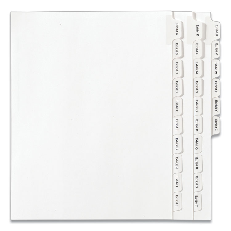 Preprinted Legal Exhibit Side Tab Index Dividers, Allstate Style, 26-Tab, Exhibit A To Exhibit Z, 11 X 8.5, White, 1 Set