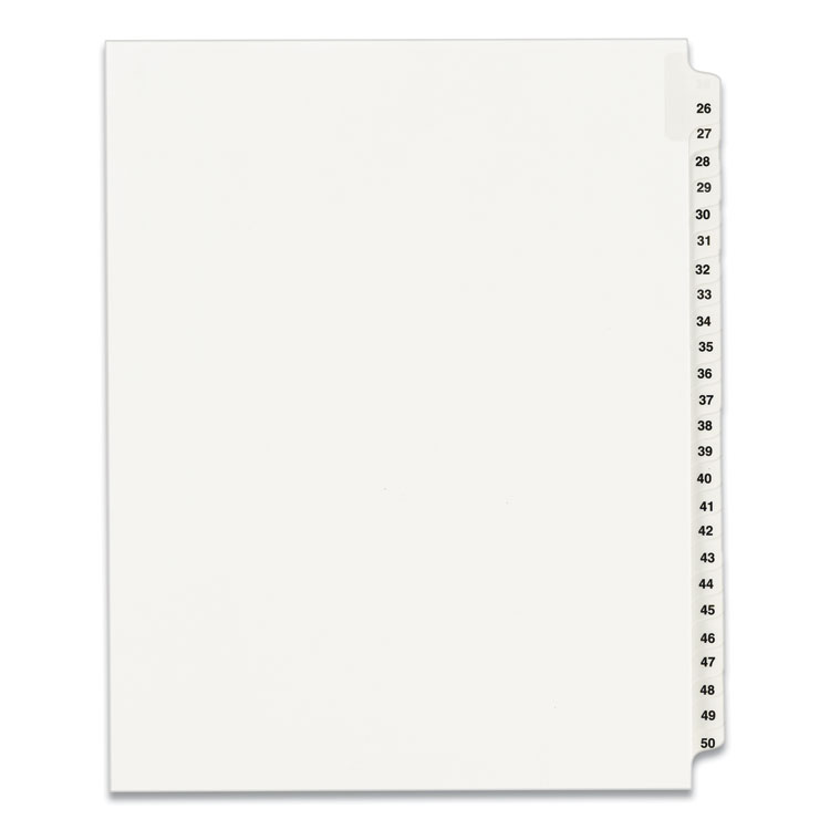 Preprinted Legal Exhibit Side Tab Index Dividers, Avery Style, 25-Tab, 26 To 50, 11 X 8.5, White, 1 Set, (1331)