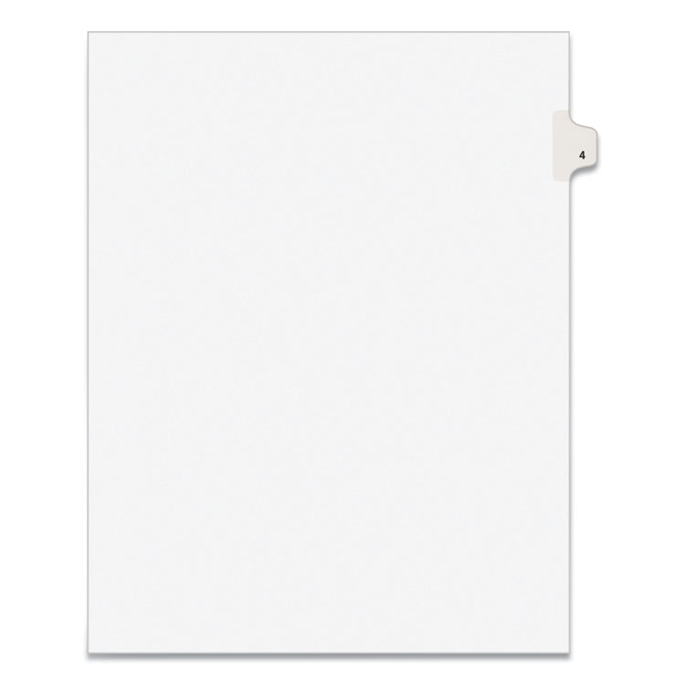 Preprinted Legal Exhibit Side Tab Index Dividers, Avery Style, 10-Tab, 4, 11 X 8.5, White, 25/pack
