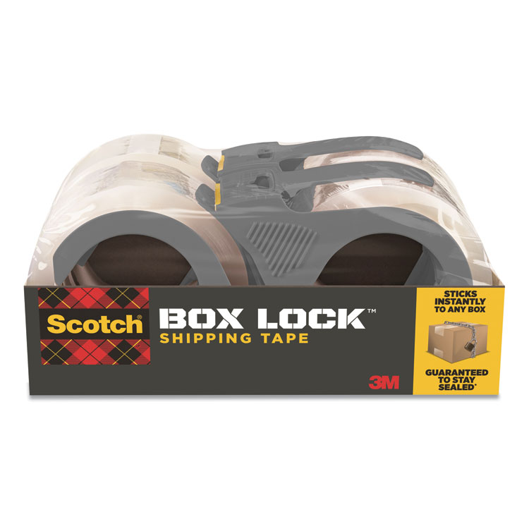 Box Lock Shipping Packaging Tape With Dispenser, 3