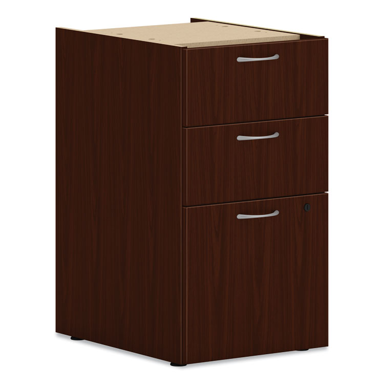 Mod Support Pedestal, Left Or Right, 3-Drawers: Box/box/file, Legal/letter, Traditional Mahogany, 15