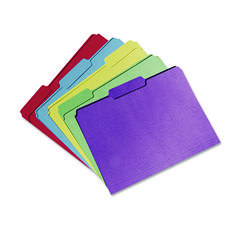 SKILCRAFT Recycled File Folders, 1/3-Cut 1-Ply Tabs: Assorted, Letter, 0.75