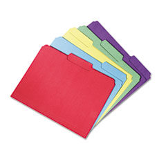 SKILCRAFT Recycled File Folders, 1/3-Cut 2-Ply Tabs: Assorted, Letter, 0.75