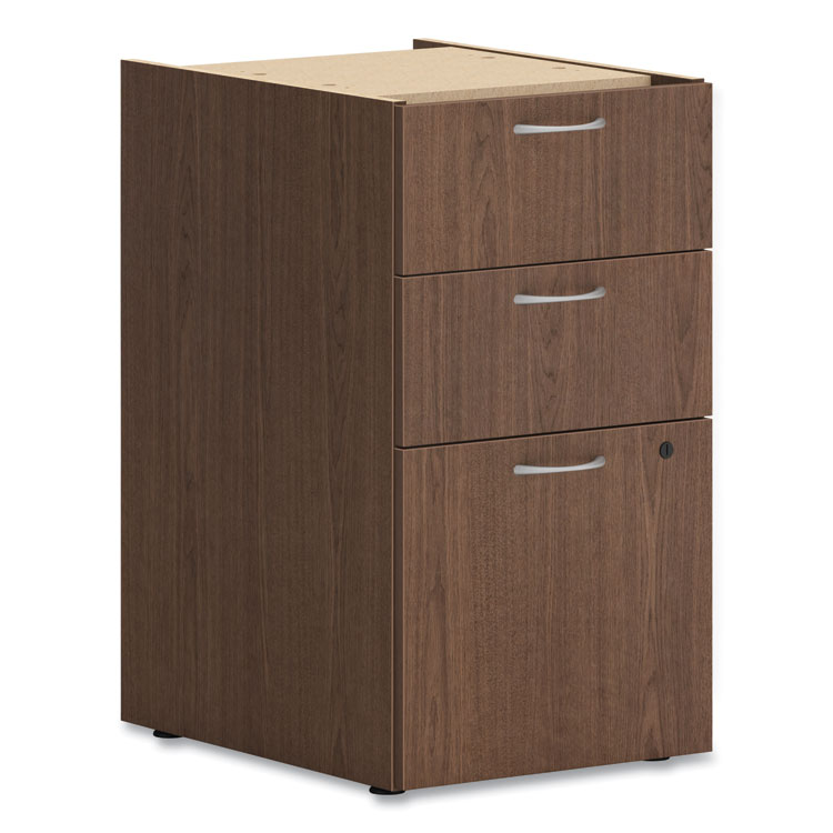 Mod Support Pedestal, Left Or Right, 3-Drawers: Box/box/file, Legal/letter, Sepia Walnut, 15