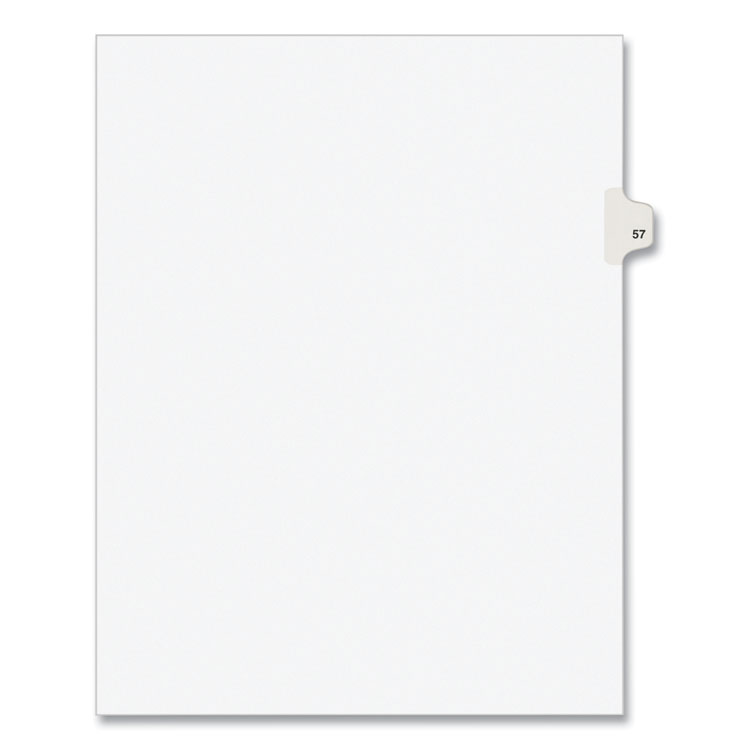 Preprinted Legal Exhibit Side Tab Index Dividers, Avery Style, 10-Tab, 57, 11 X 8.5, White, 25/pack, (1057)