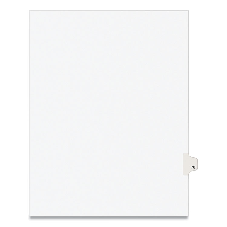 Preprinted Legal Exhibit Side Tab Index Dividers, Avery Style, 10-Tab, 70, 11 X 8.5, White, 25/pack, (1070)