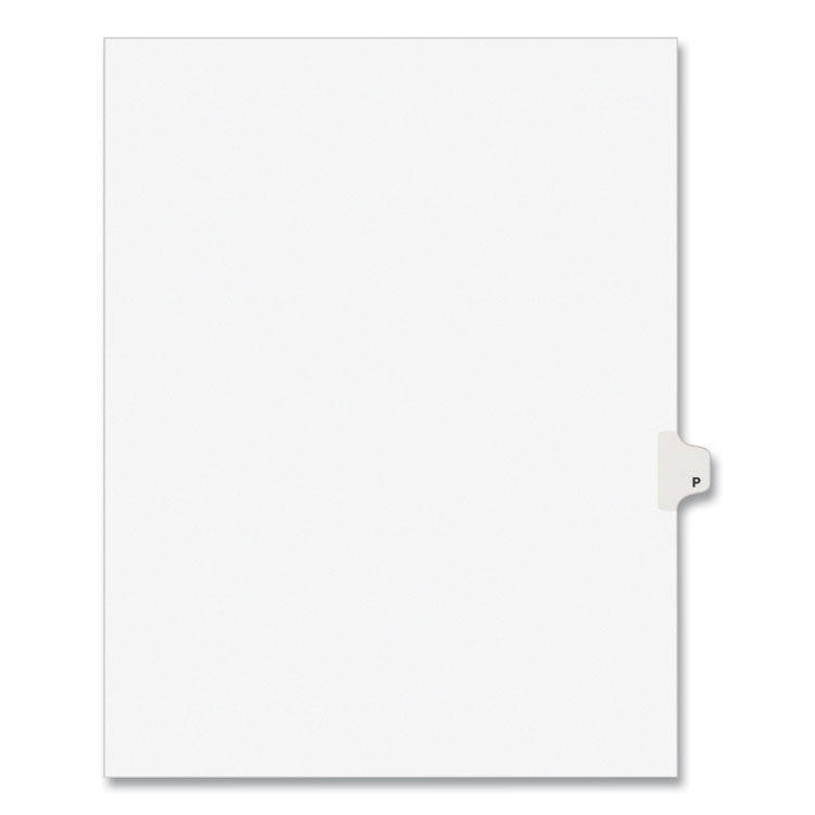 Preprinted Legal Exhibit Side Tab Index Dividers, Avery Style, 26-Tab, P, 11 X 8.5, White, 25/pack, (1416)