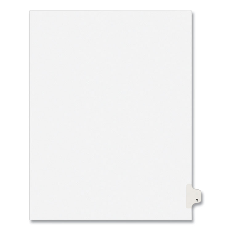 Preprinted Legal Exhibit Side Tab Index Dividers, Avery Style, 26-Tab, Y, 11 X 8.5, White, 25/pack, (1425)